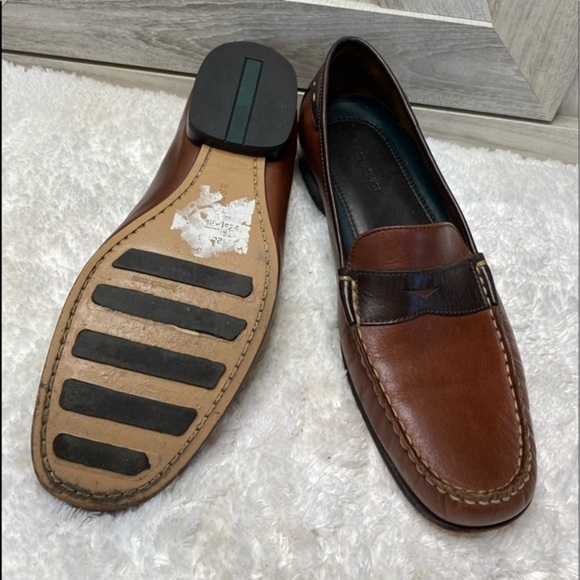 -Vintage H.S. Trask Classic Brown Tan Two Tone Leather Slip On Penny Loaf… - Picture 3 of 12